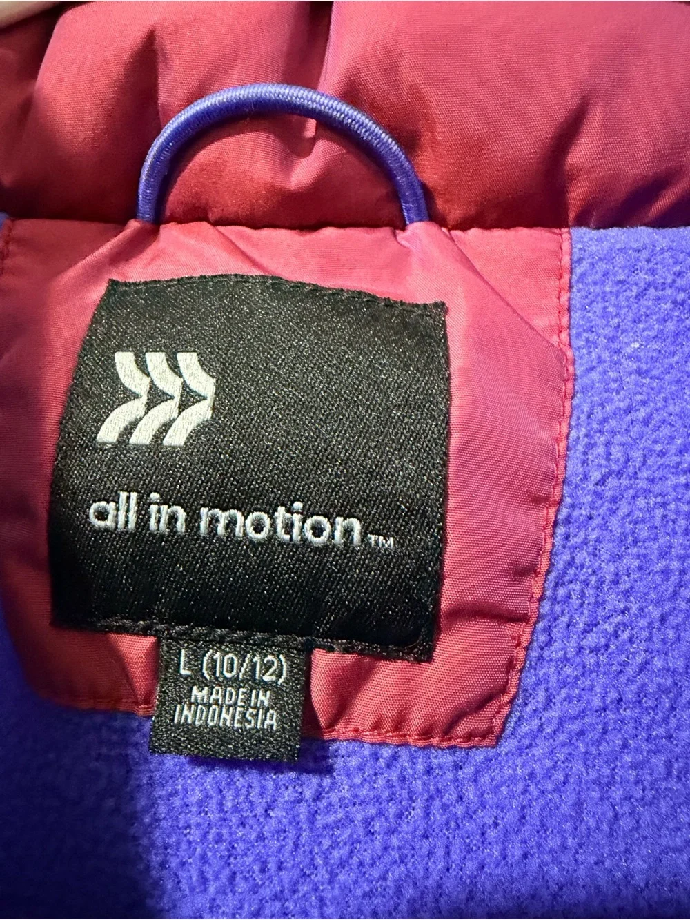 all in motion Girls' Bright Magenta Puffer Jacket size Large 10/12